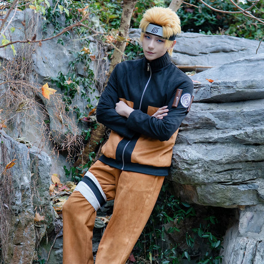 Anime Uzumaki Naruto Cosplay Costume – Adult Version Top, Pants & Headdress for Cosplay, Christmas & New Year