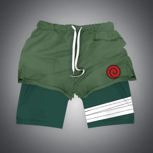 Anime Shorts Dragon Ball, NARUTO, One Piece Gym 2-in-1 Sports Shorts for Men