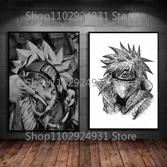 Japanese Classic Anime Uzumaki Naruto Black and White Poster