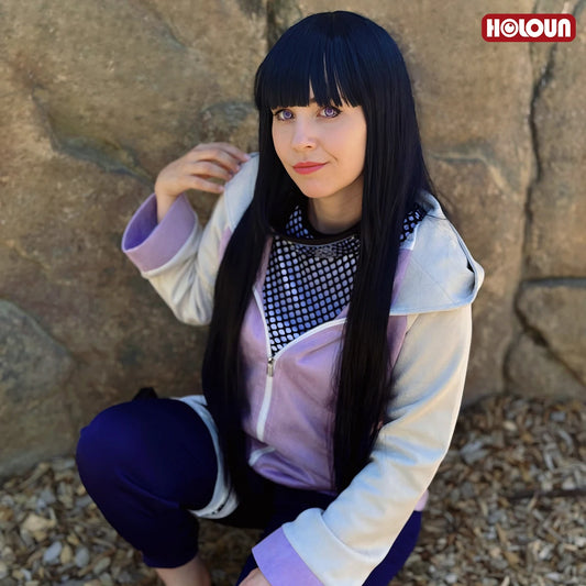 Anime Hyuga Hinata Cosplay Costume Set – Wig, Tracksuit, Accessories for Cosplay & Daily Wear
