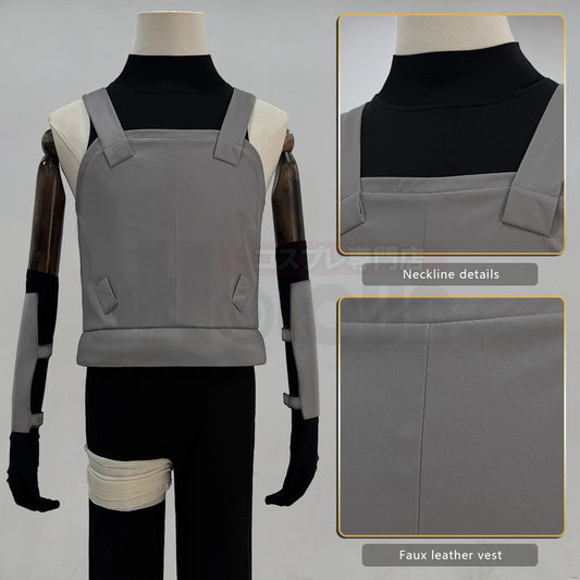 Anime Hatake Kakashi Anbu Cosplay Costume Faux Leather Vest Sleeveless T-shirt Pants Pouch Gloves Bandage Cos Convention