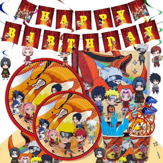 Cartoon Narutoed Anime Ninja Birthday Party Decoration Set