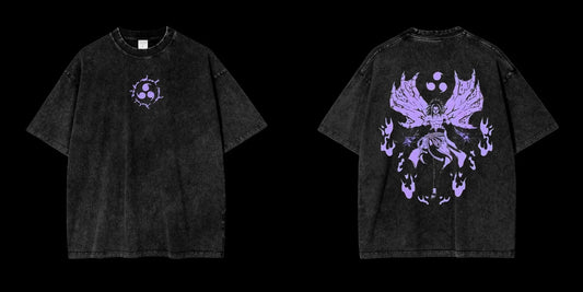 Purple Naruto Sasuke Printed T-shirts Summer Vintage