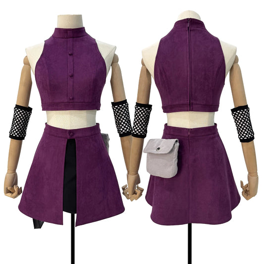 Anime Yamanaka Ino Cosplay Costume – Top, Skirt, Waist Bag & Leg Covers for Cosplay & Daily Wear