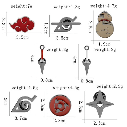 9Pcs/Set Anime Cartoon Naruto Enamel Brooch