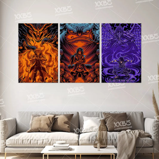 Uzumaki Naruto Poster – Jiraiya & Kakashi Anime Art for Home Decor