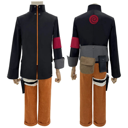Anime Uzumaki Naruto Cosplay Costume – Adult Version Top, Pants, Headdress & Accessories for Cosplay & Holidays