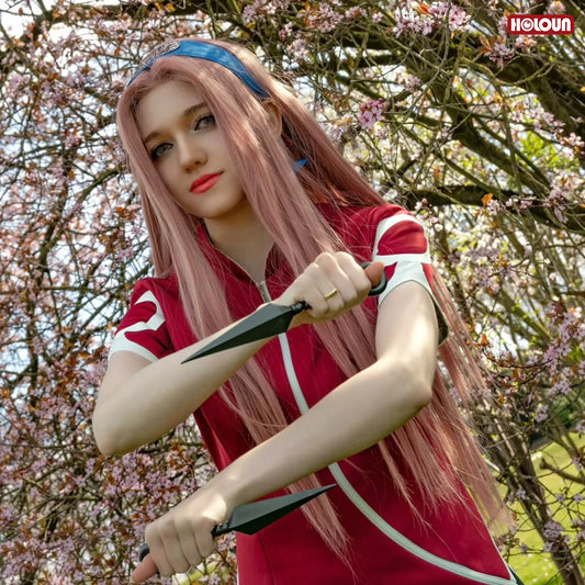 Anime Haruno Sakura Cosplay Costume – Short Sleeve Cheongsam, Shorts & Accessories for Cosplay & Events