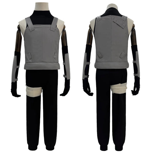 Anime Hatake Kakashi Anbu Cosplay Costume Faux Leather Vest Sleeveless T-shirt Pants Pouch Gloves Bandage Cos Convention