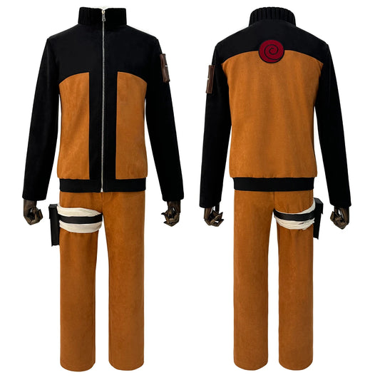 Anime Uzumaki Naruto Cosplay Costume – Adult Version Top, Pants & Headdress for Cosplay, Christmas & New Year