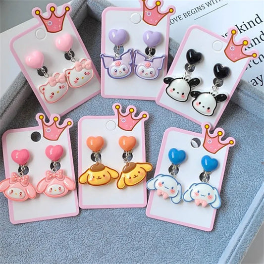 1 Pair Sanrio Hello Kitty, Cinnamoroll &amp; Kuromi Ear Clip Earrings