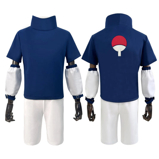 Anime Uchiha Sasuke Cosplay Costume – Blue Top & White Shorts for Cosplay, Halloween & Christmas