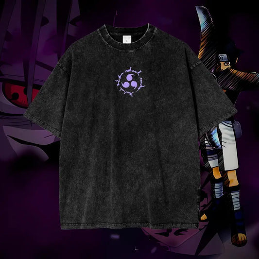 Purple Naruto Sasuke Printed T-shirts Summer Vintage