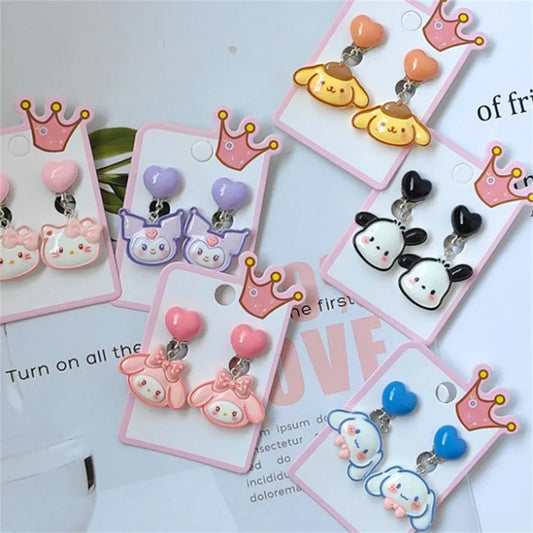 1 Pair Sanrio Hello Kitty, Cinnamoroll &amp; Kuromi Ear Clip Earrings