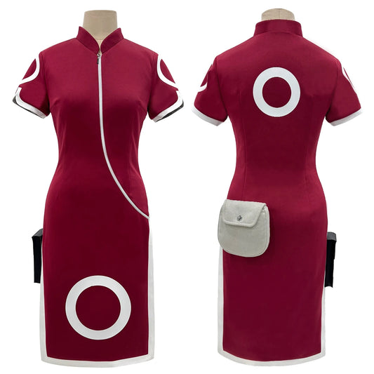 Anime Haruno Sakura Cosplay Costume – Short Sleeve Cheongsam, Shorts & Accessories for Cosplay & Events