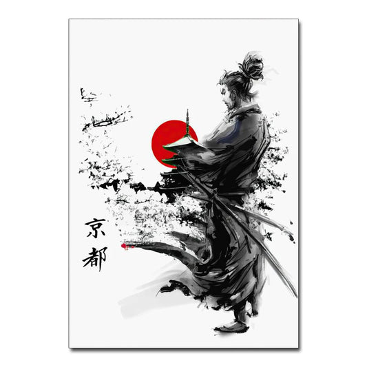 Watercolour Japanese Samurai Figure Ninja Wall Art Posters